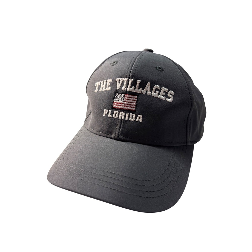 Ahead Performance The Villages Florida American Flag Gray Adjustable Hat Cap